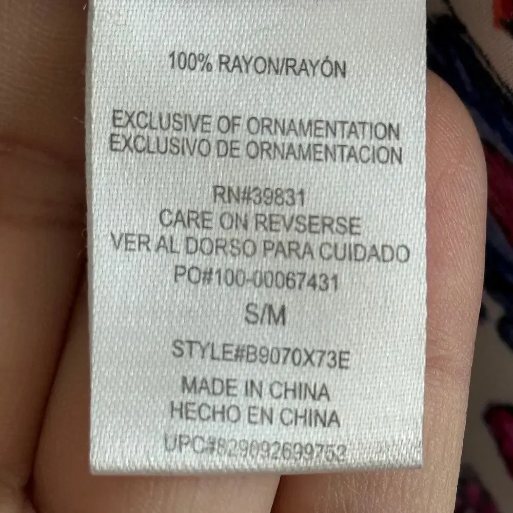 Democracy Floral Kimono Lightweight Vibrant Boho Festival Coastal Artistic S/M - Picture 6 of 7